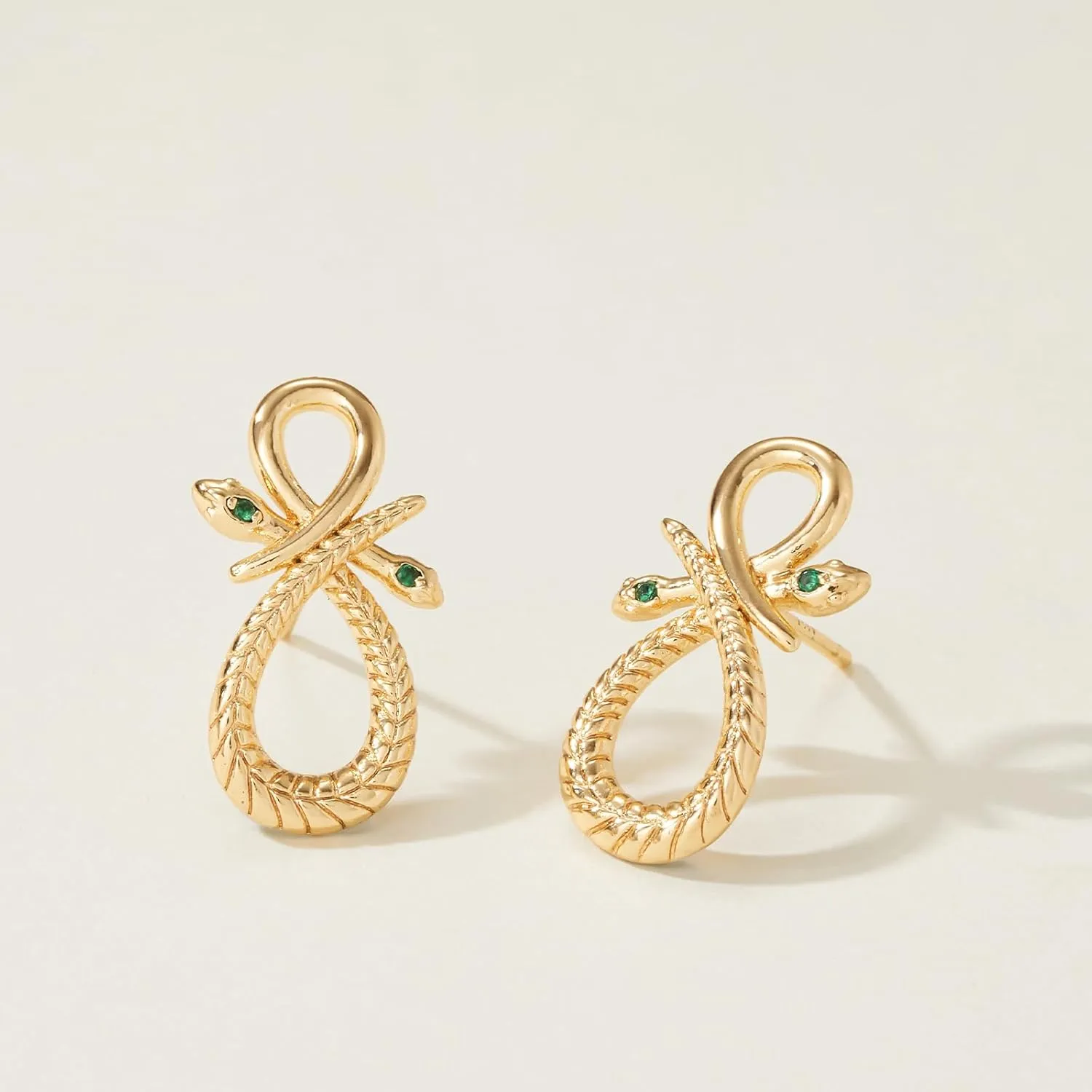 MEVECCO Dainty Snake Earrings Studs for Women - 18K Gold Plated Boho Small Tiny Minimalist Stud Earrings