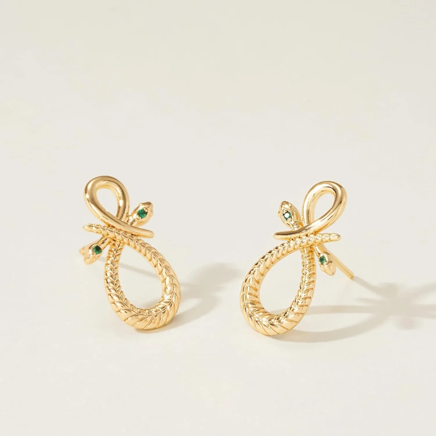 MEVECCO Dainty Snake Earrings Studs for Women - 18K Gold Plated Boho Small Tiny Minimalist Stud Earrings