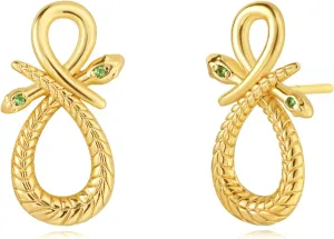 MEVECCO Dainty Snake Earrings Studs for Women - 18K Gold Plated Boho Small Tiny Minimalist Stud Earrings