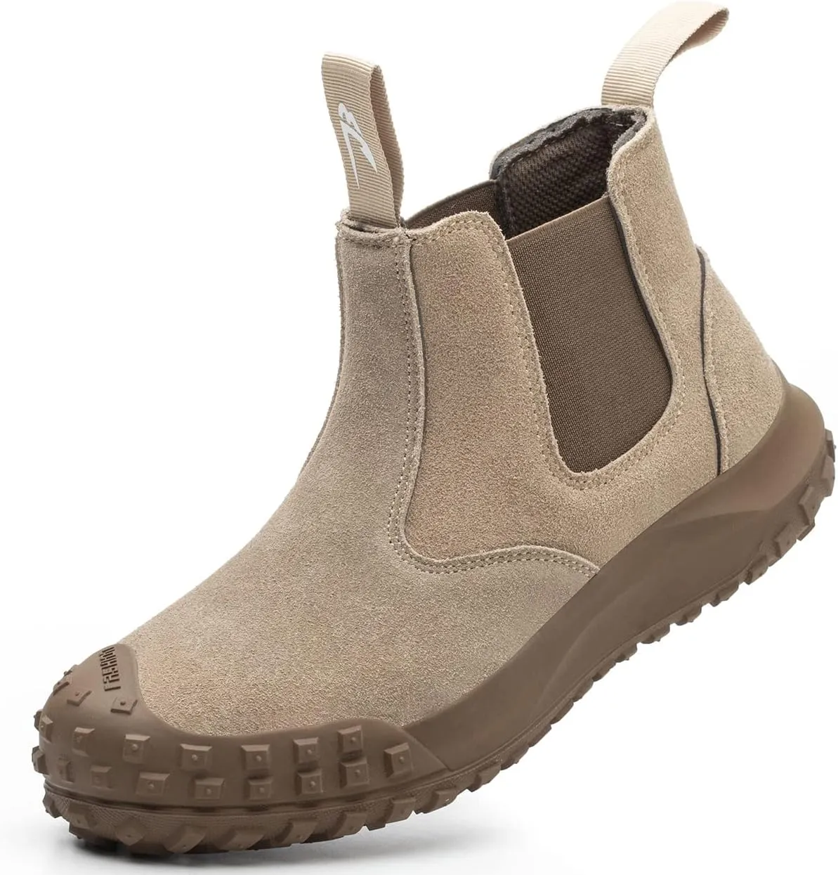 Micoklinlin Womens Steel Toe Boots Fashion Work Chelsea Boots Waterproof Anti-Slip Safety Shoes Slip on Leather Boots