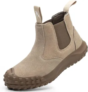 Micoklinlin Womens Steel Toe Boots Fashion Work Chelsea Boots Waterproof Anti-Slip Safety Shoes Slip on Leather Boots