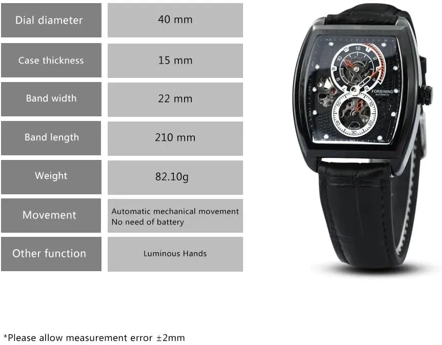 Military Sport Automatic Mechanical Men Watch Flywheel Hollo Disc Skeleton Waterproof Watches Luxury Leather Band Strap Clock for Business Male Wristwatches
