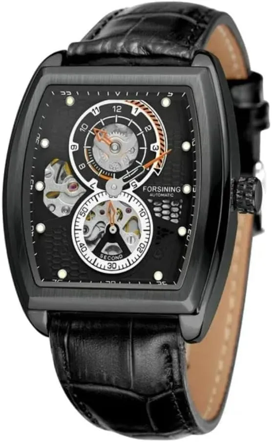 Military Sport Automatic Mechanical Men Watch Flywheel Hollo Disc Skeleton Waterproof Watches Luxury Leather Band Strap Clock for Business Male Wristwatches