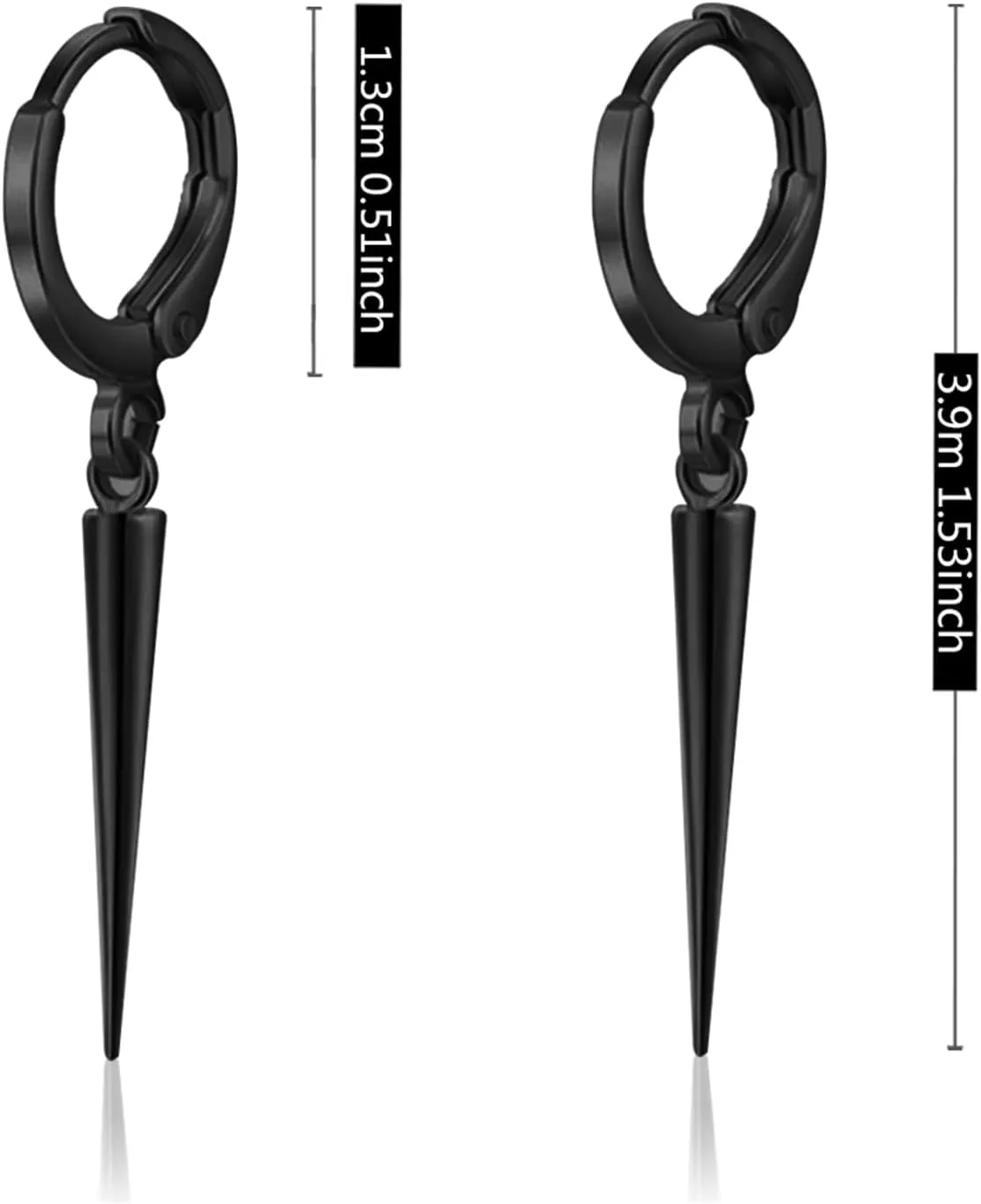 Minimalist Punk Silver Hypoallergenic Spike Huggie Hoops Earrings Black Tiny Geometric Triangle Cone Dangle Drop Hoop Earrings for Women Men Statement Jewelry Gifts