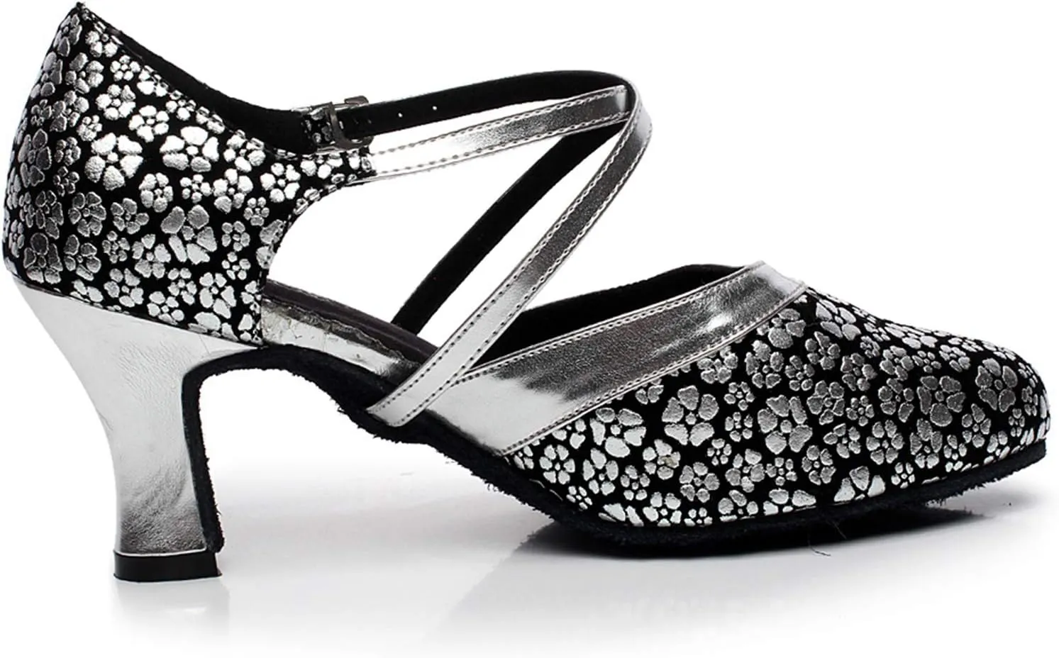 Minishion QJ7044 Women's Floral Synthetic Latin Salsa Tango Dance Shoes