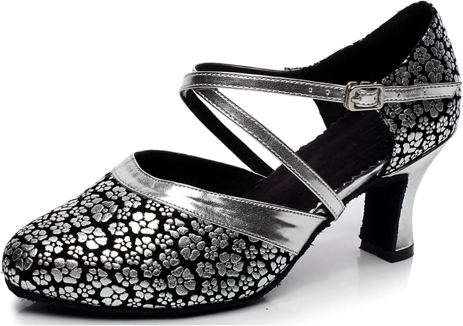 Minishion QJ7044 Women's Floral Synthetic Latin Salsa Tango Dance Shoes