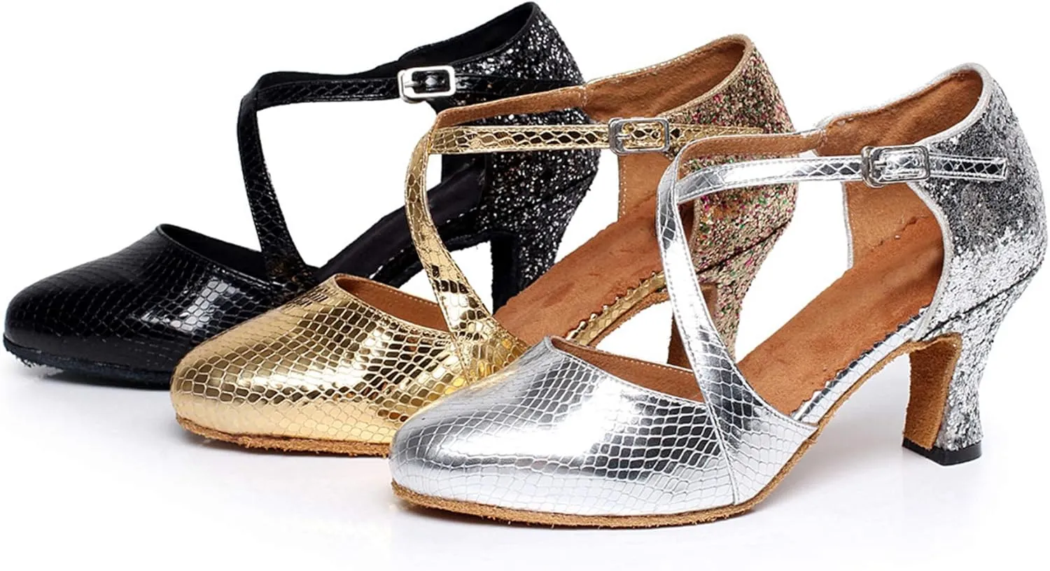 Minishion QJ7045 Women's Closed Toe Synthetic Latin Salsa Tango Dance Shoes