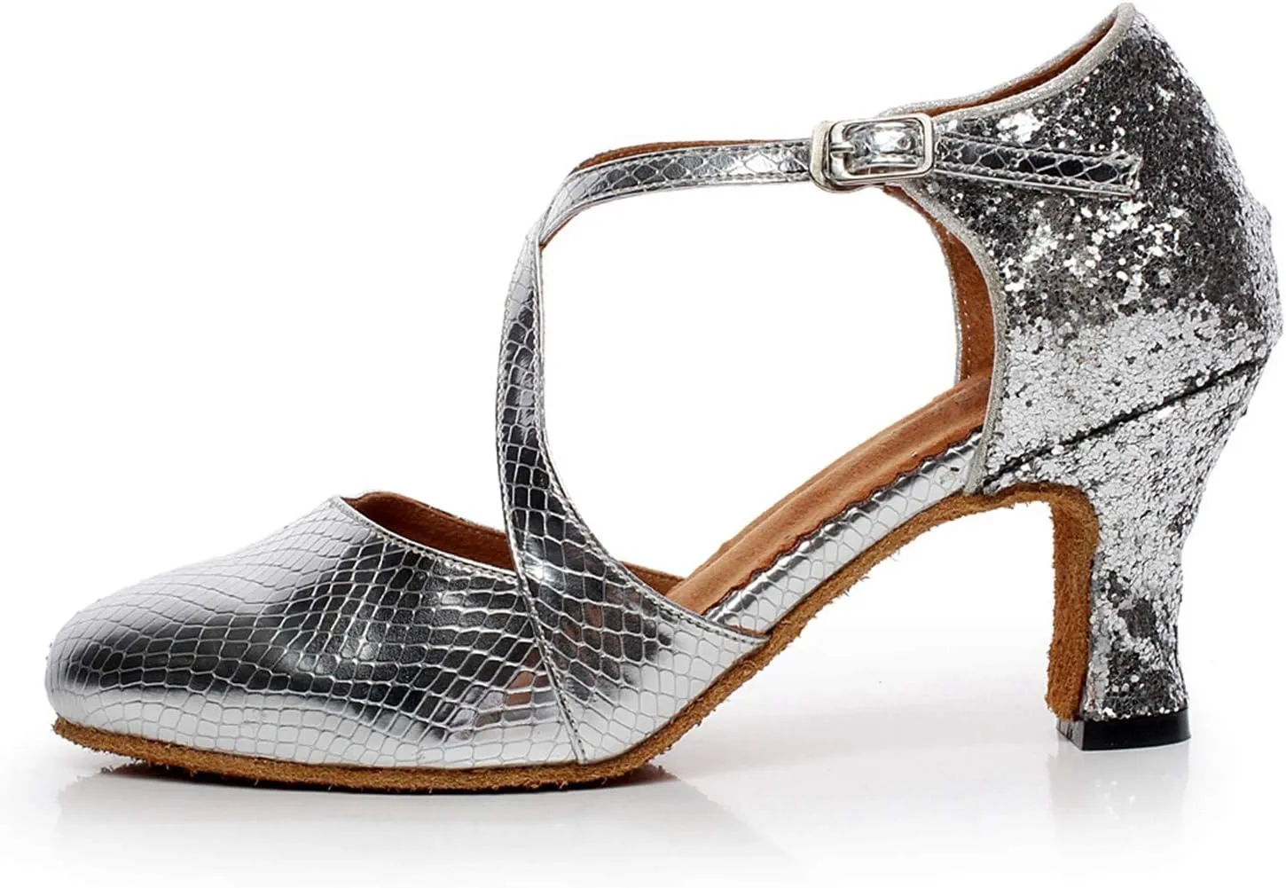Minishion QJ7045 Women's Closed Toe Synthetic Latin Salsa Tango Dance Shoes