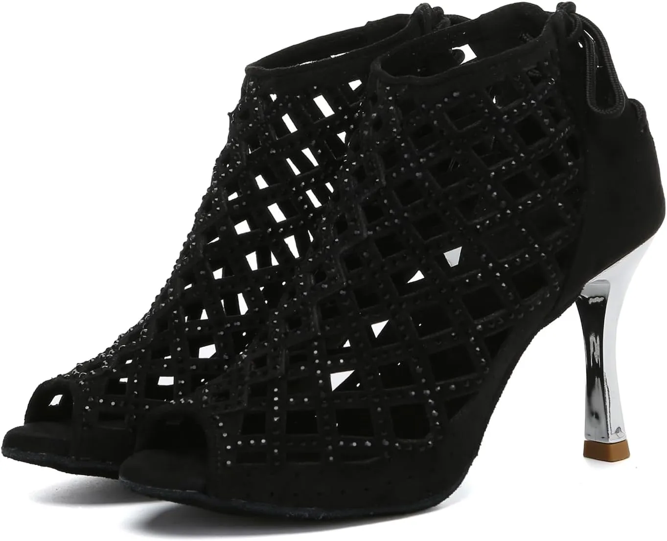 Minishion Women's Latin Salsa Cut-Out Ballroom Dance Shoes Evening Ankle Sandal Boots