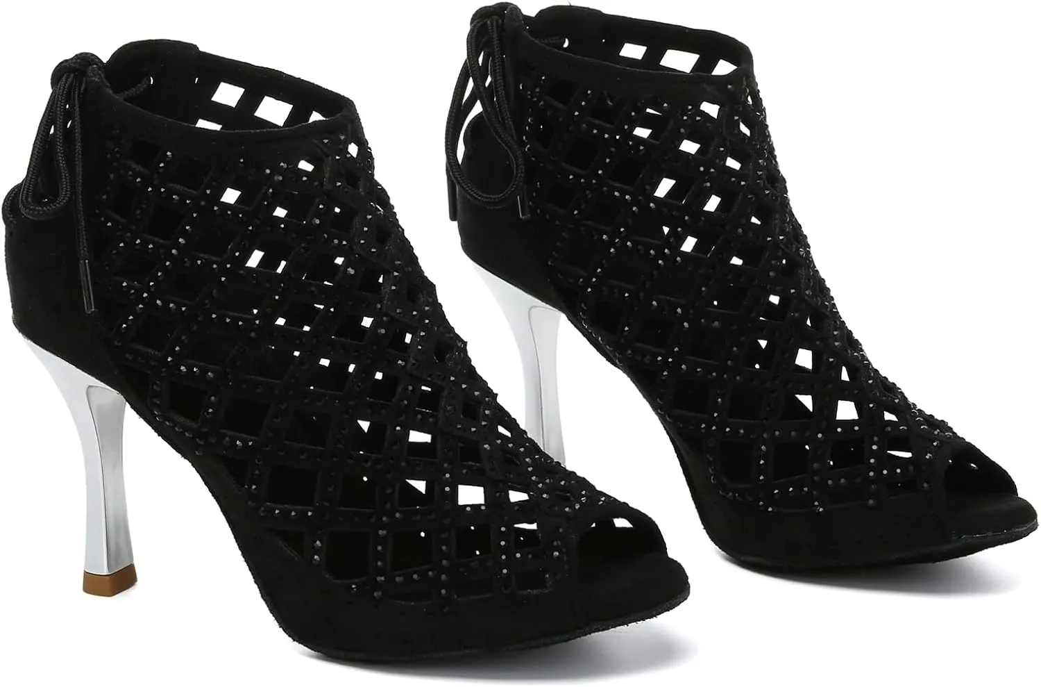 Minishion Women's Latin Salsa Cut-Out Ballroom Dance Shoes Evening Ankle Sandal Boots