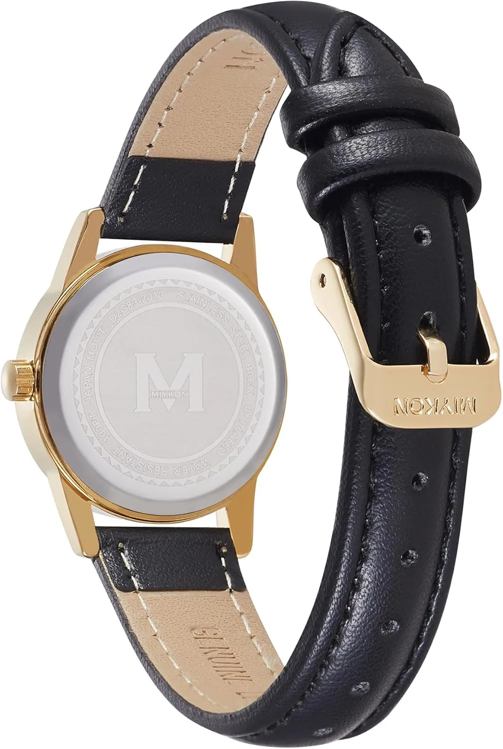 Miykon Ladies Watches for Women - Dainty Analog Womens Watches for Small Wrists with Genuine Leather Strap, Easy Reader Nurse Watch with Second Hand - Ion Polished, Japan Quartz, Waterproof to 100ft