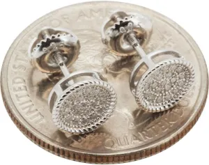 Moissanite 925 Sterling Silver 14K Yellow/White Gold Finish 7.5MM Circle Screw Back Stud Earrings For Men & Women Fine Jewelry