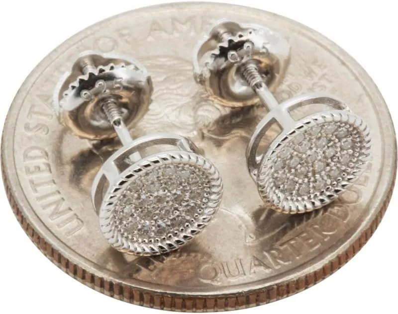 Moissanite 925 Sterling Silver 14K Yellow/White Gold Finish 7.5MM Circle Screw Back Stud Earrings For Men & Women Fine Jewelry