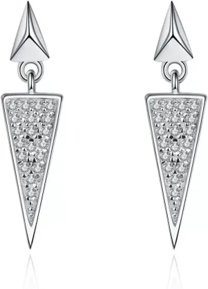 moissanite Earrings Platinum Plating Full Diamond Setting Triangle Drop Earrings for Women Jewelry