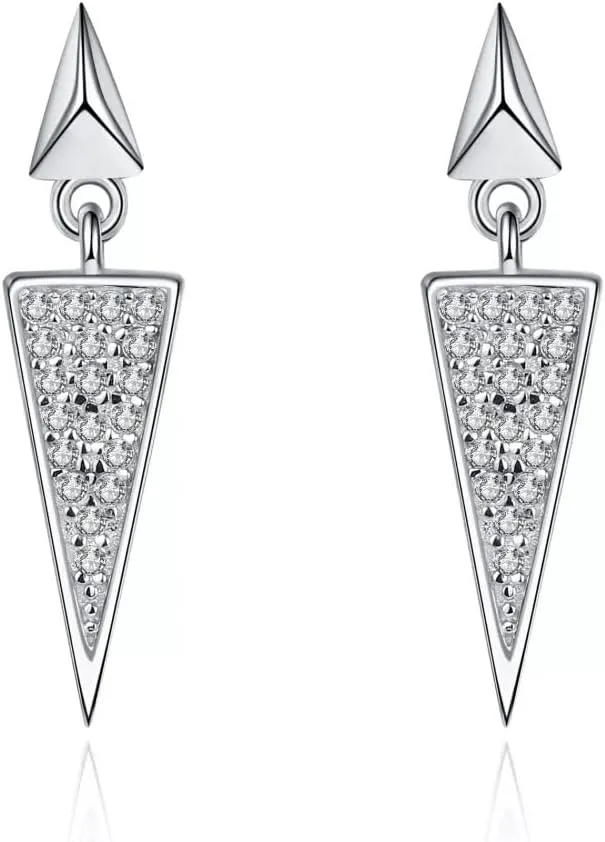 moissanite Earrings Platinum Plating Full Diamond Setting Triangle Drop Earrings for Women Jewelry