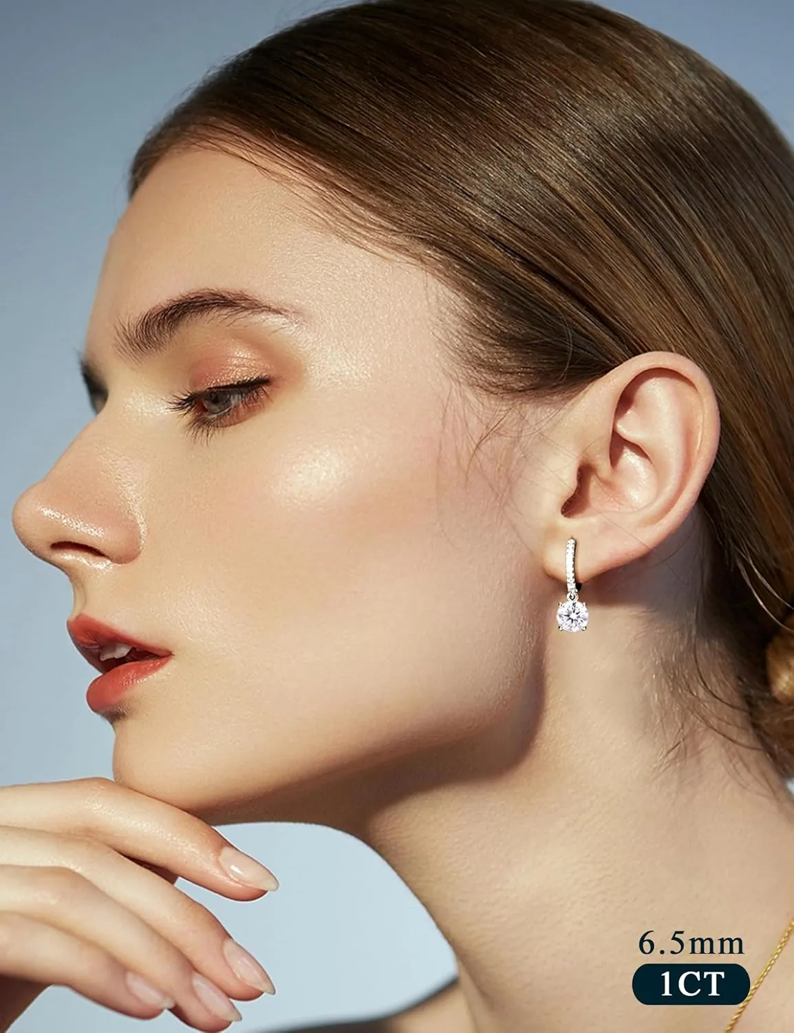 Moissanite Earrings, Sterling Silver Hoop Earring 1.0ct-2.0ct D Color Brilliant Hypoallergenic Earring for Women Men Drop Dangle Moissanite Leverback Mother's Day Gift