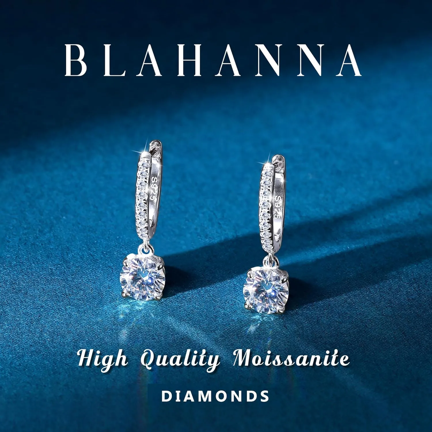 Moissanite Earrings, Sterling Silver Hoop Earring 1.0ct-2.0ct D Color Brilliant Hypoallergenic Earring for Women Men Drop Dangle Moissanite Leverback Mother's Day Gift