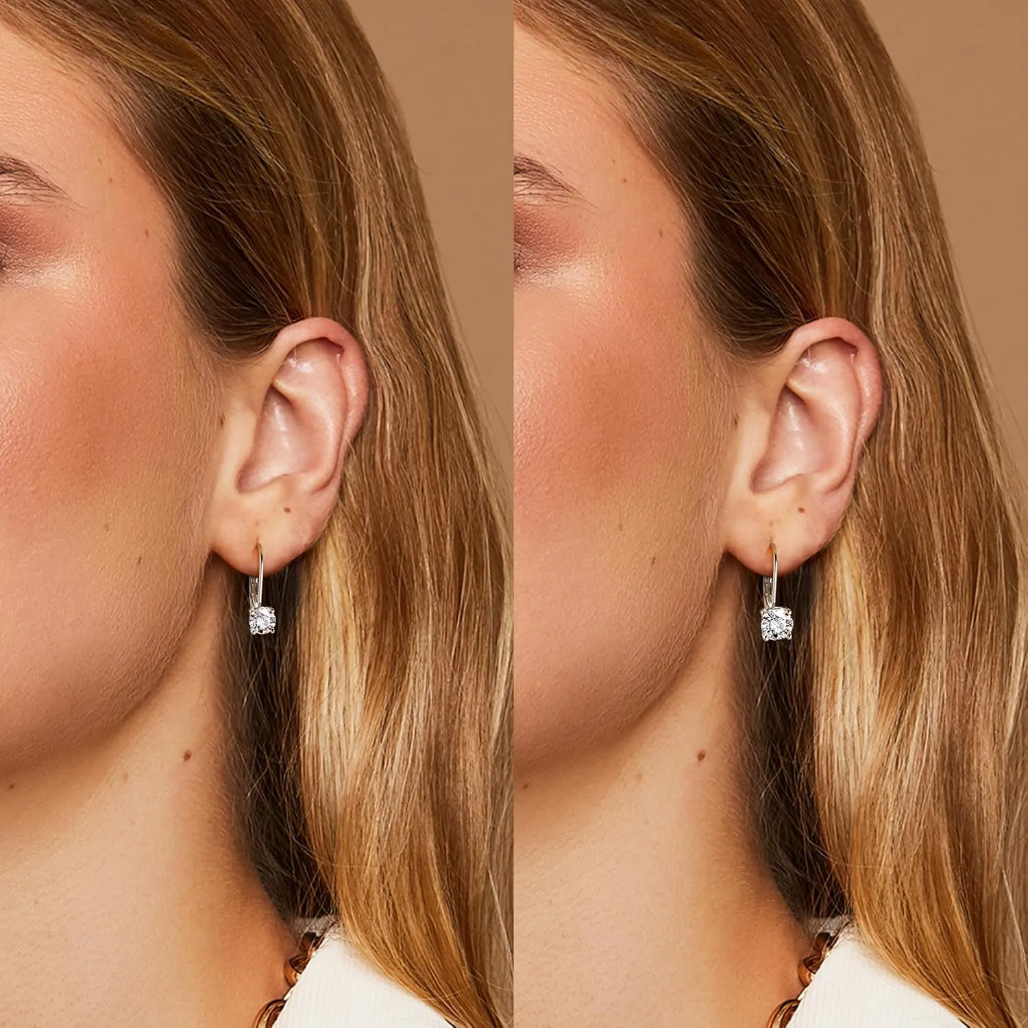 Moissanite Earrings,1.0ct-2.0ct D Color Brilliant Round Cut Lab Created Diamond Earrings 18K White Gold Plated Sterling Silver Dangle Earrings Moissanite Leverback Drop Earrings