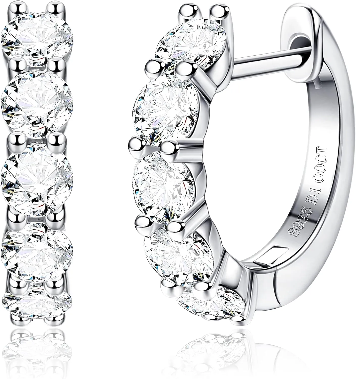 Moissanite Hoop Earrings,2.0ct D Color Brilliant Round Cut Earrings Sterling Silver Huggie Earring for Women Men