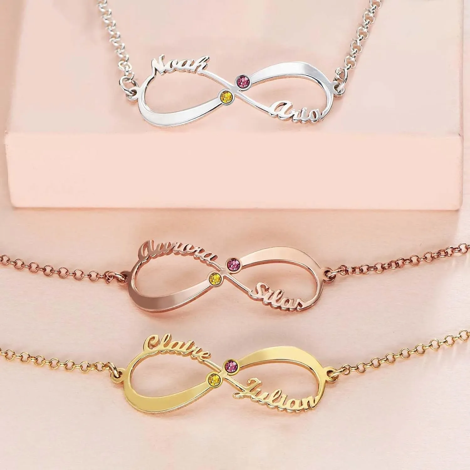 MOTICIUS Custom Bracelet Custom Ankle Bracelet Personalized Name Bracelets for Women Sterling Silver Anklet Layered Anklets Personalized Bracelets Beach Jewelry Dainty Gifts for Her Women (Infinite Silver)