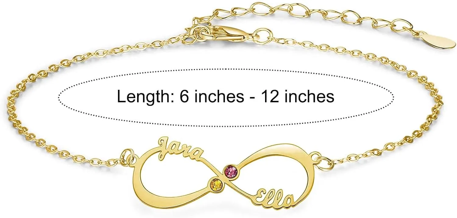 MOTICIUS Custom Bracelet Custom Ankle Bracelet Personalized Name Bracelets for Women Sterling Silver Anklet Layered Anklets Personalized Bracelets Beach Jewelry Dainty Gifts for Her Women (Infinite Silver)