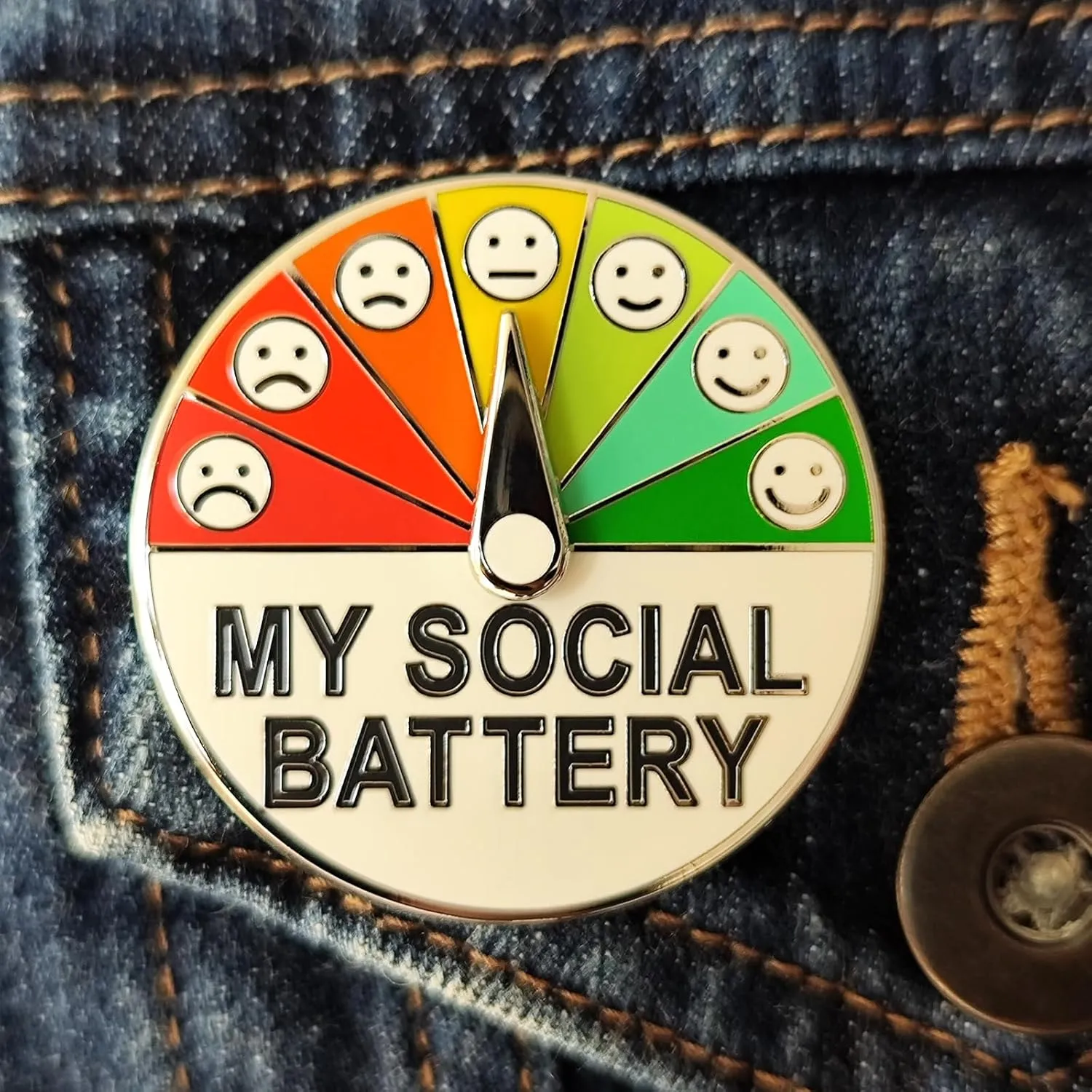 My Social Battery Pin,Creative Cool Introvert Fun Enamel Emotional Mood Lapel Pins Badges Brooch for Bags Backpacks Hats Gifts Decoration