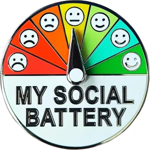 My Social Battery Pin,Creative Cool Introvert Fun Enamel Emotional Mood Lapel Pins Badges Brooch for Bags Backpacks Hats Gifts Decoration