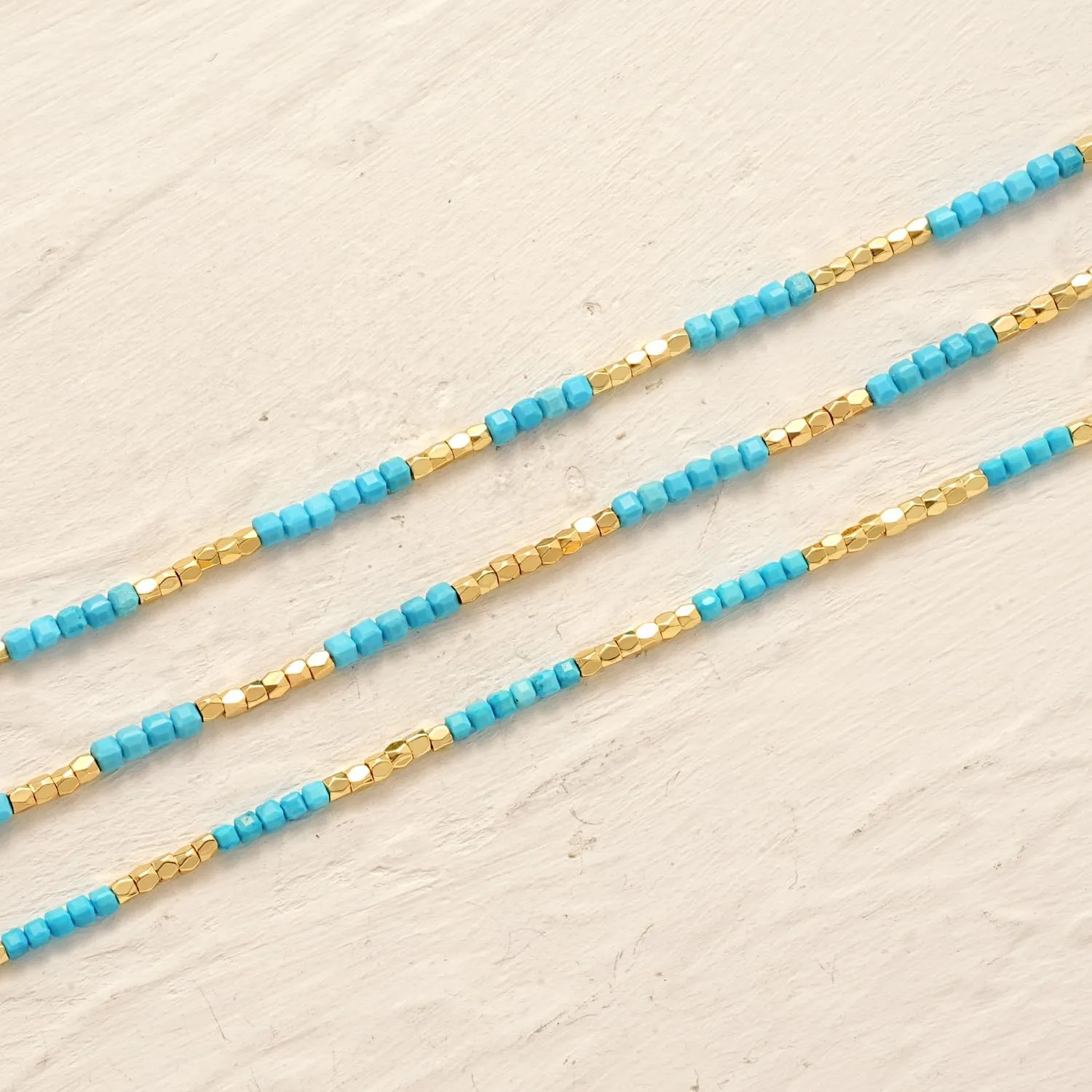 MYEARS Women Beaded Choker Necklace Gemstone 14K Gold Plated Simple Dainty Handmade Chain Everyday Trendy Jewelry