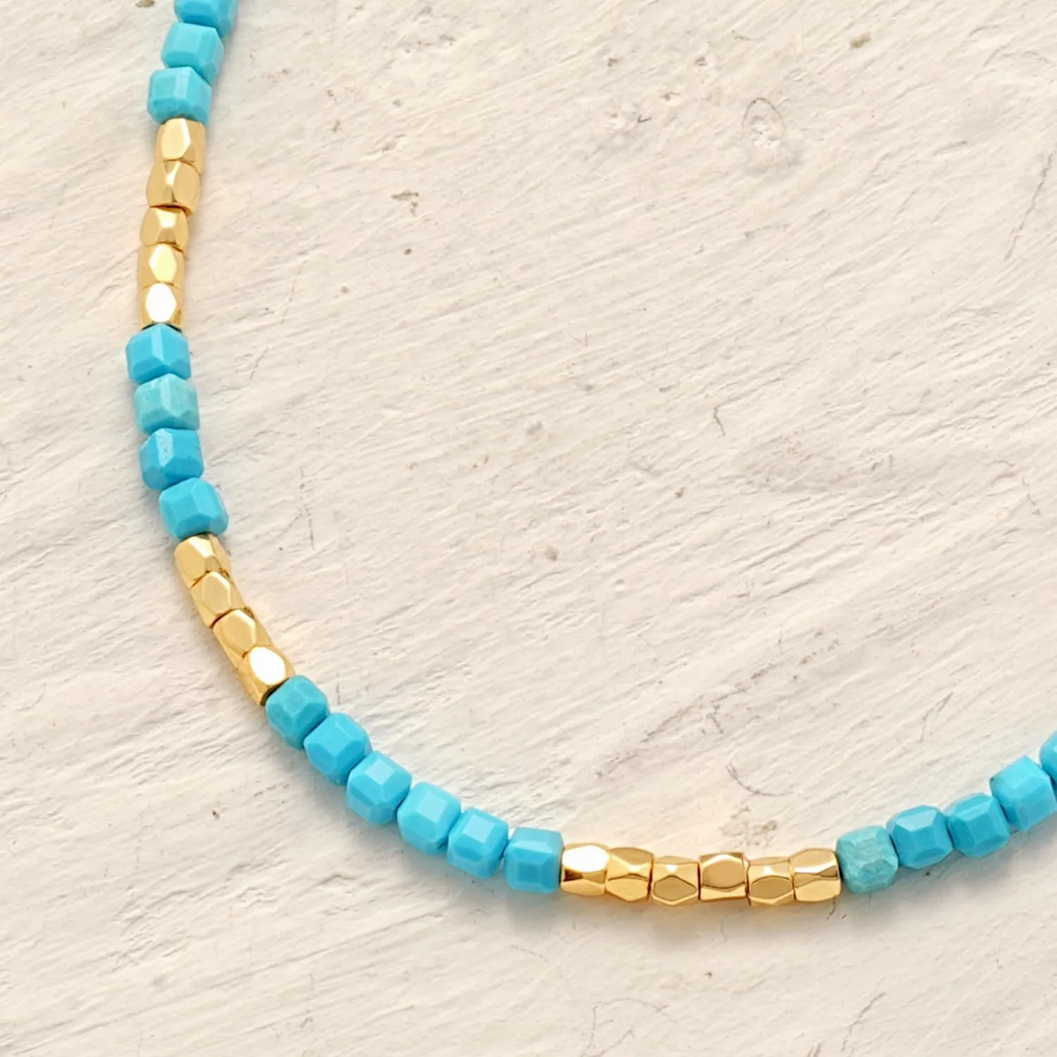 MYEARS Women Beaded Choker Necklace Gemstone 14K Gold Plated Simple Dainty Handmade Chain Everyday Trendy Jewelry