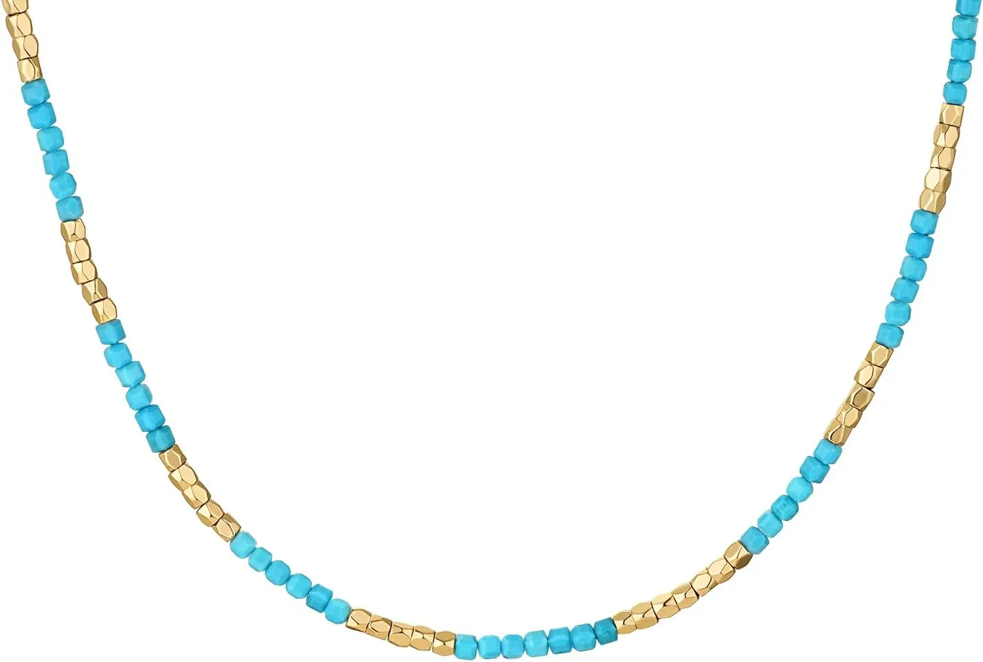 MYEARS Women Beaded Choker Necklace Gemstone 14K Gold Plated Simple Dainty Handmade Chain Everyday Trendy Jewelry