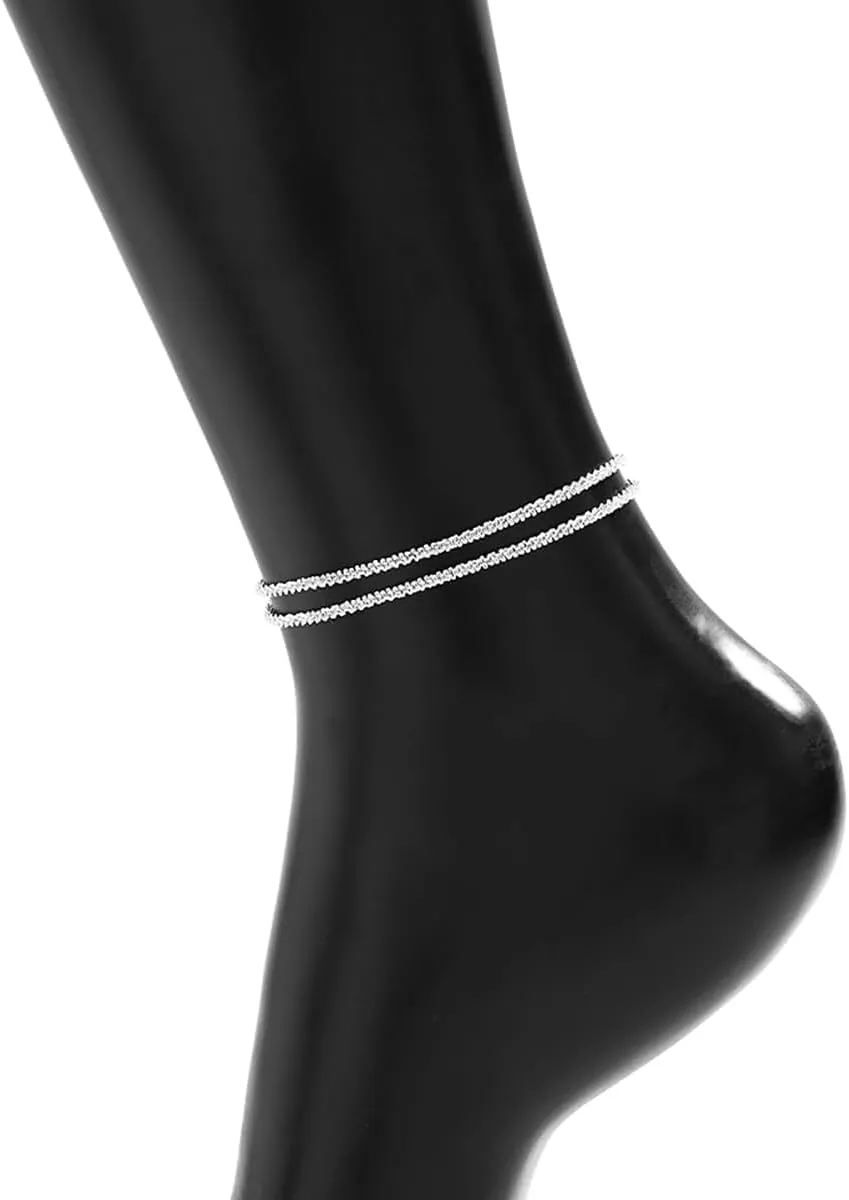 Nanafast Women's Ankle Bracelets, Sparkling Multi-layer Anklet Bracelets for Women, Adjustable Shiny Gold/Silver Anklets for Women, Beach Cute Anklets Jewelry for Summer