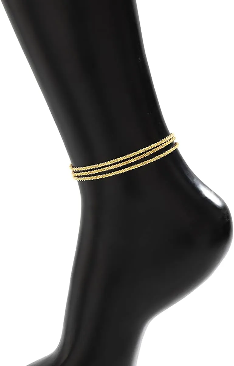 Nanafast Women's Ankle Bracelets, Sparkling Multi-layer Anklet Bracelets for Women, Adjustable Shiny Gold/Silver Anklets for Women, Beach Cute Anklets Jewelry for Summer