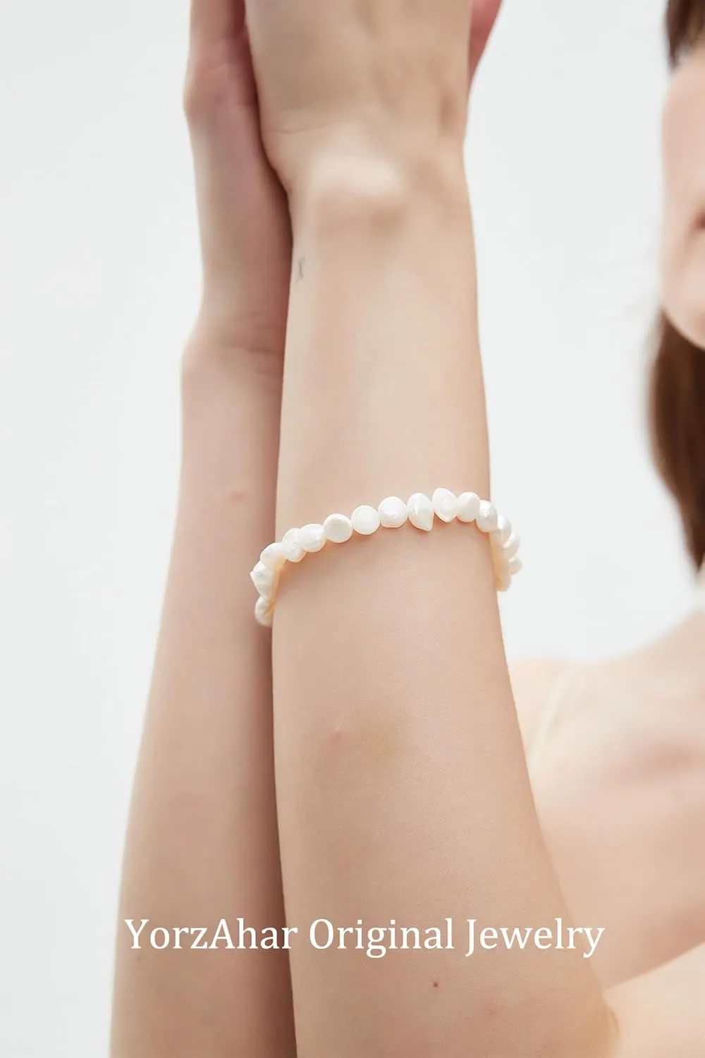 Natural Freshwater Baroque Pearl Bracelets for Women 5-10mm White Cultured Pearls Summer Beaded Bracelets Anklets for Women Gifts