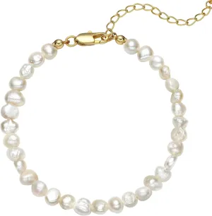 Natural Freshwater Baroque Pearl Bracelets for Women 5-10mm White Cultured Pearls Summer Beaded Bracelets Anklets for Women Gifts