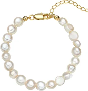 Natural Freshwater Baroque Pearl Bracelets for Women 5-10mm White Cultured Pearls Summer Beaded Bracelets Anklets for Women Gifts