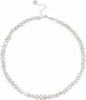 Natural Pearls Choker Necklace for Women Freshwater Baroque Pearl Strand Necklace Chain Cultured Baroque Pearl 925 Sterling Silver Clasp Choker