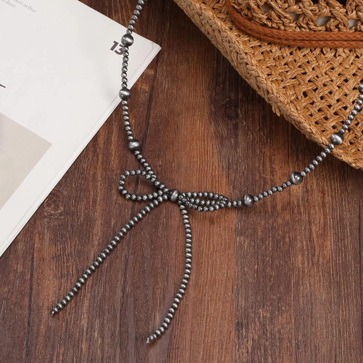 Navajo Bow Bowknot Pearl Cowboy Cowgirl Navajo Pearl Turquoise Necklace For women Western Boho Beaded Necklaces