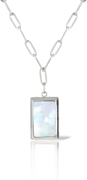 Necklaces 18K Gold-Plated Moonstone Pendant Necklace for Women, White Fritillaria - Trendy Jewelry with Mother of Pearl Charm - Dainty & Cute Necklaces for Women