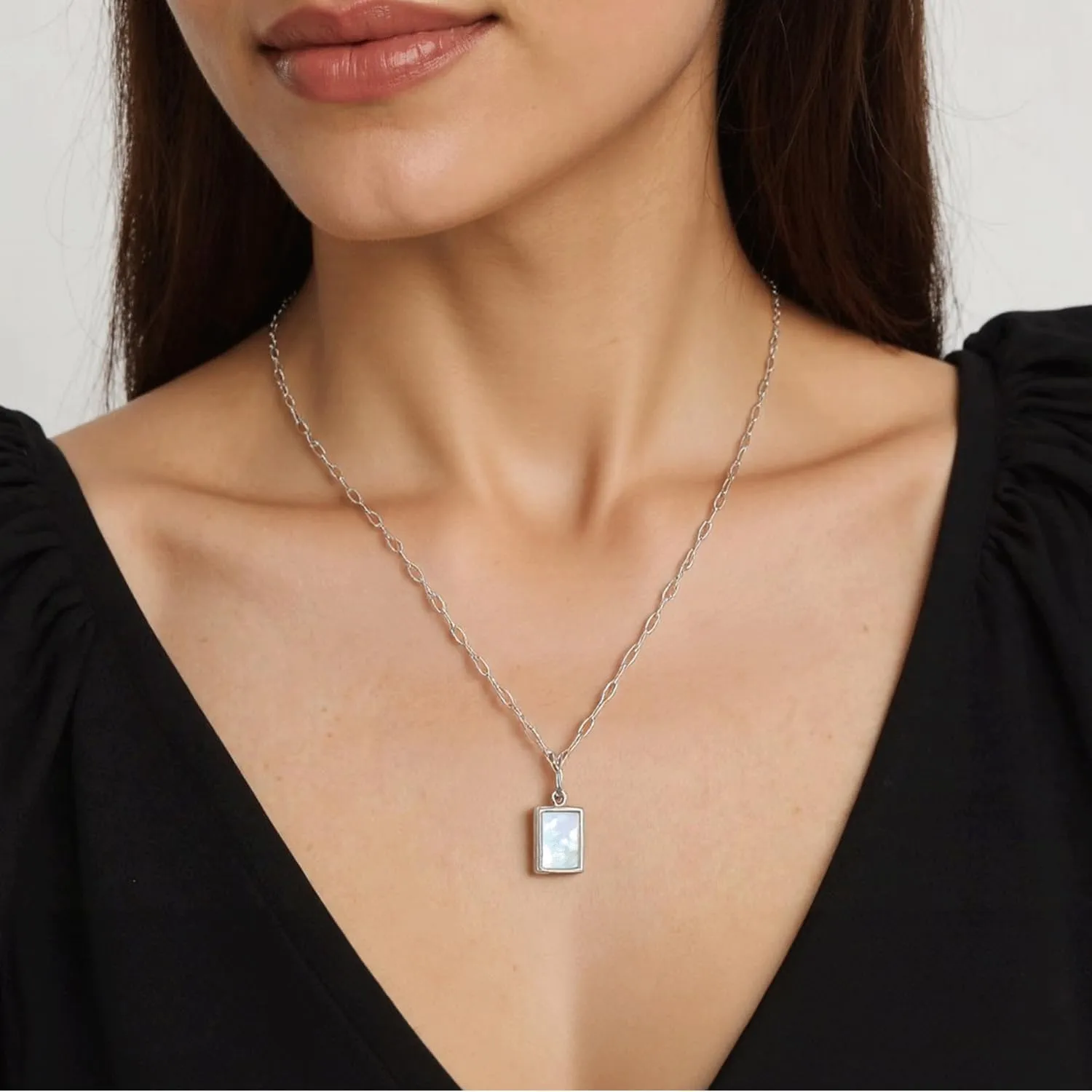 Necklaces 18K Gold-Plated Moonstone Pendant Necklace for Women, White Fritillaria - Trendy Jewelry with Mother of Pearl Charm - Dainty & Cute Necklaces for Women