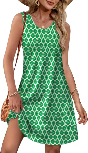 OFEEFAN Summer Dresses for Women Casual Sundress with Pocket Beach Cover Up Swimsuit