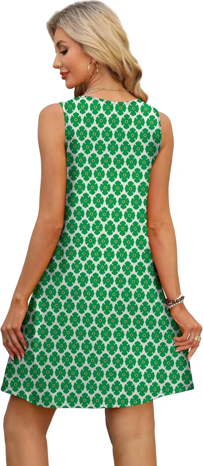 OFEEFAN Summer Dresses for Women Casual Sundress with Pocket Beach Cover Up Swimsuit