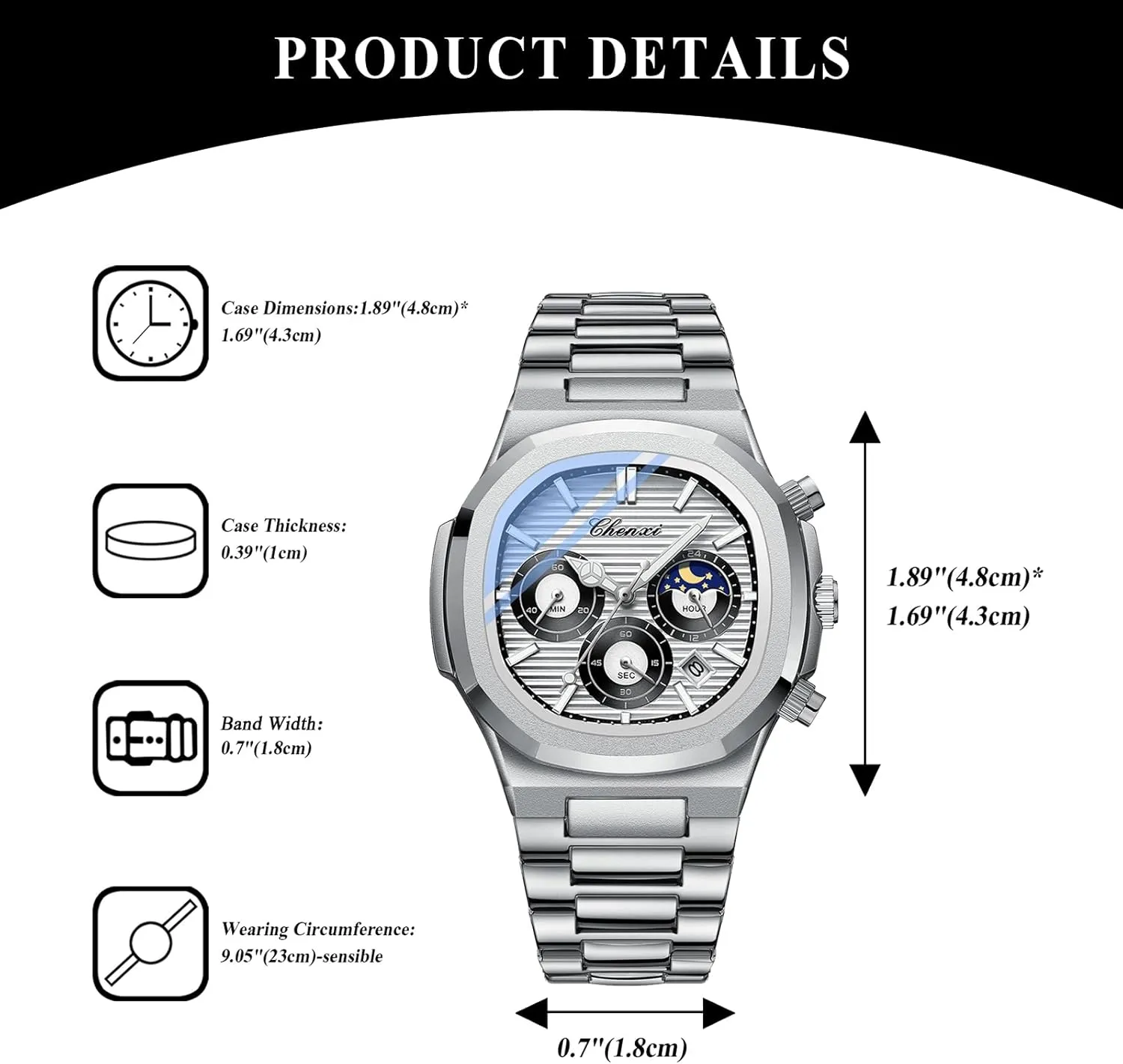 OIDEA Watches for Men: Multifunctional Sports Analog Quartz Mens Watches Waterproof Luminous Chronograph Business Dress Wristwatch with Stainless Steel Detachable Strap