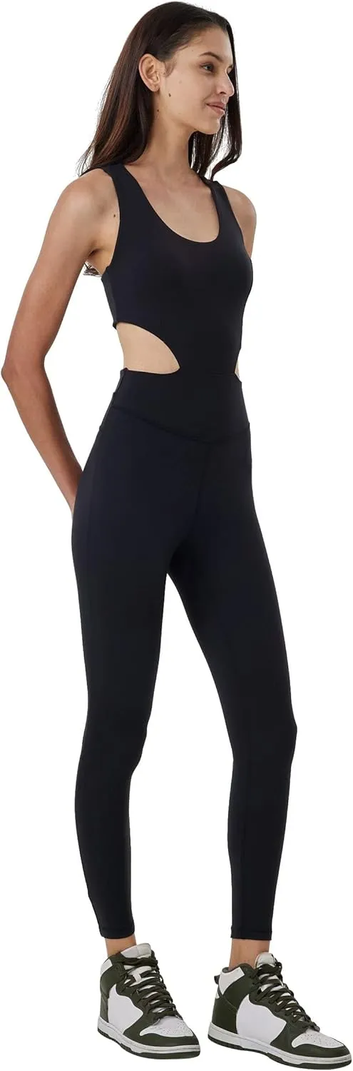 ONGASOFT Women's One Piece Jumpsuit for Workout Yoga Dance Strappy Athletic Bodysuit Open Back Rompers