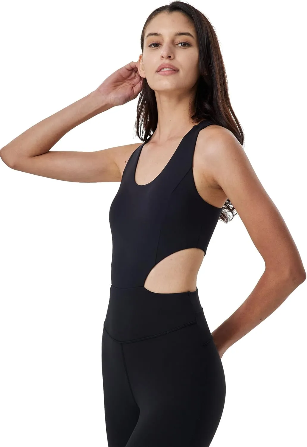 ONGASOFT Women's One Piece Jumpsuit for Workout Yoga Dance Strappy Athletic Bodysuit Open Back Rompers