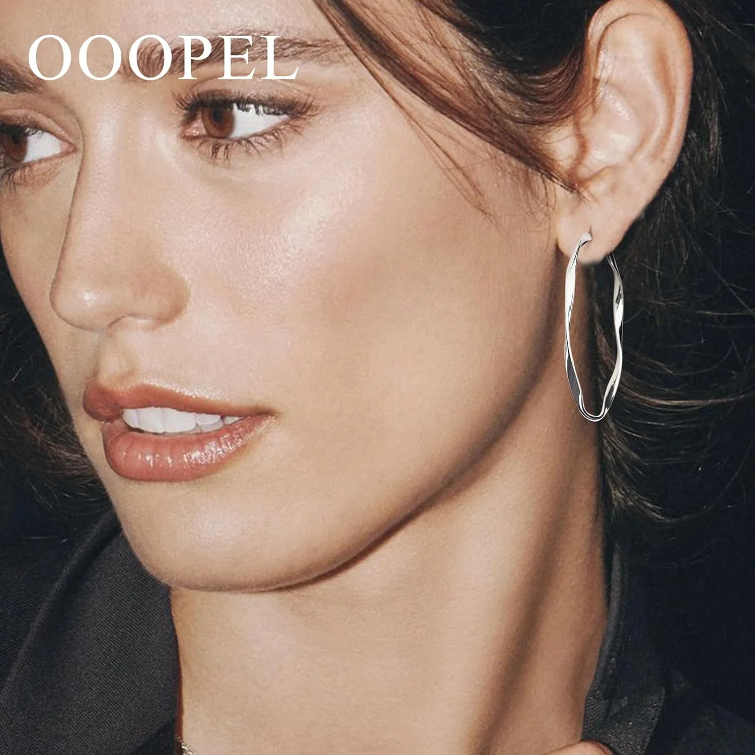 OOOPEL Gold Hoops Earrings for Women, Big 925 Sterling Silver Hoop Earrings Lightweight Hypoallergenic Sterling Silver Hoop Earrings for Women 30MM 40MM 50MM 60MM