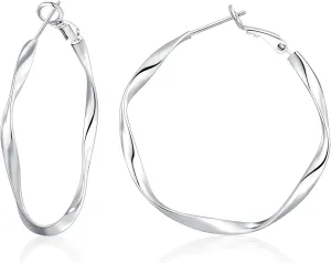 OOOPEL Gold Hoops Earrings for Women, Big 925 Sterling Silver Hoop Earrings Lightweight Hypoallergenic Sterling Silver Hoop Earrings for Women 30MM 40MM 50MM 60MM