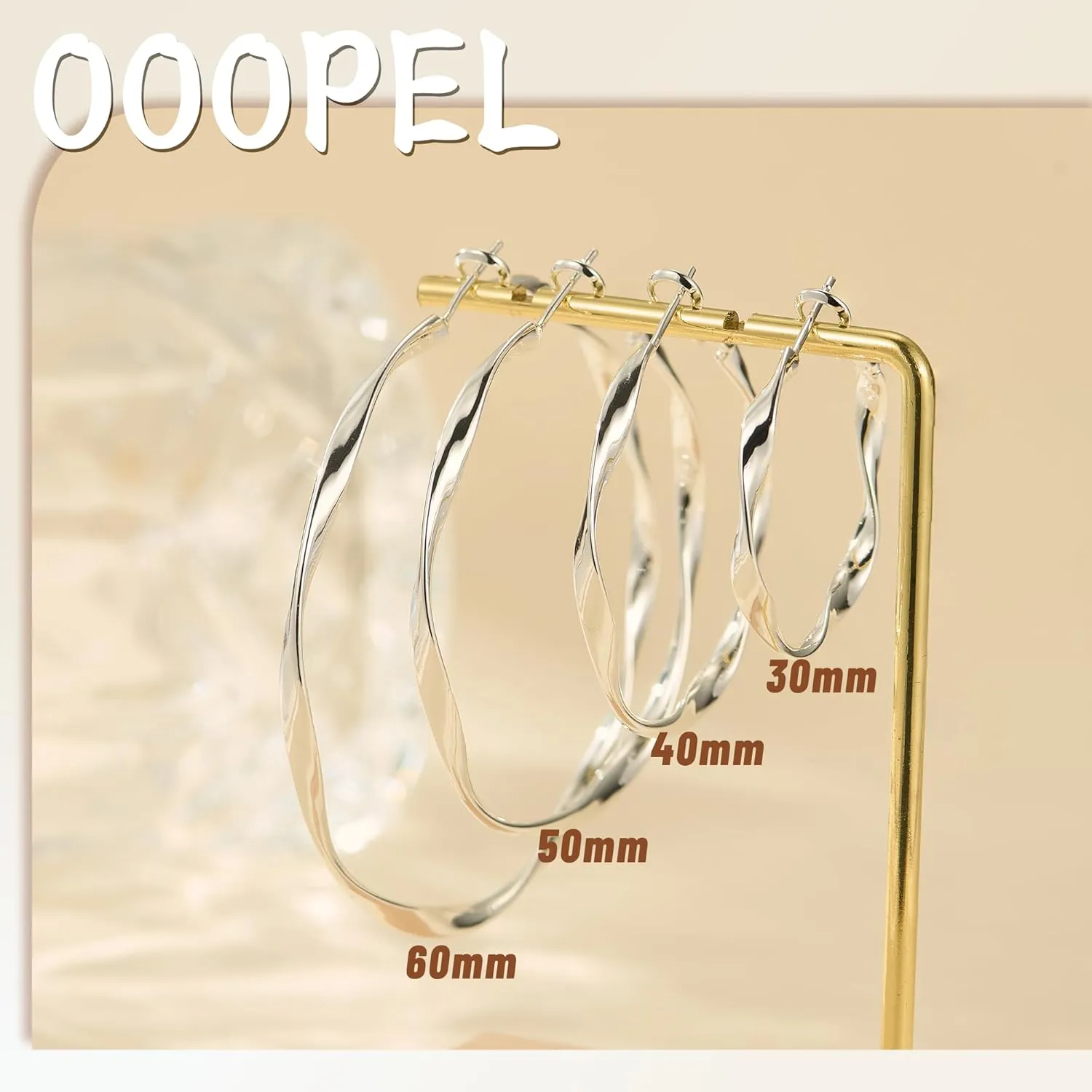 OOOPEL Gold Hoops Earrings for Women, Big 925 Sterling Silver Hoop Earrings Lightweight Hypoallergenic Sterling Silver Hoop Earrings for Women 30MM 40MM 50MM 60MM