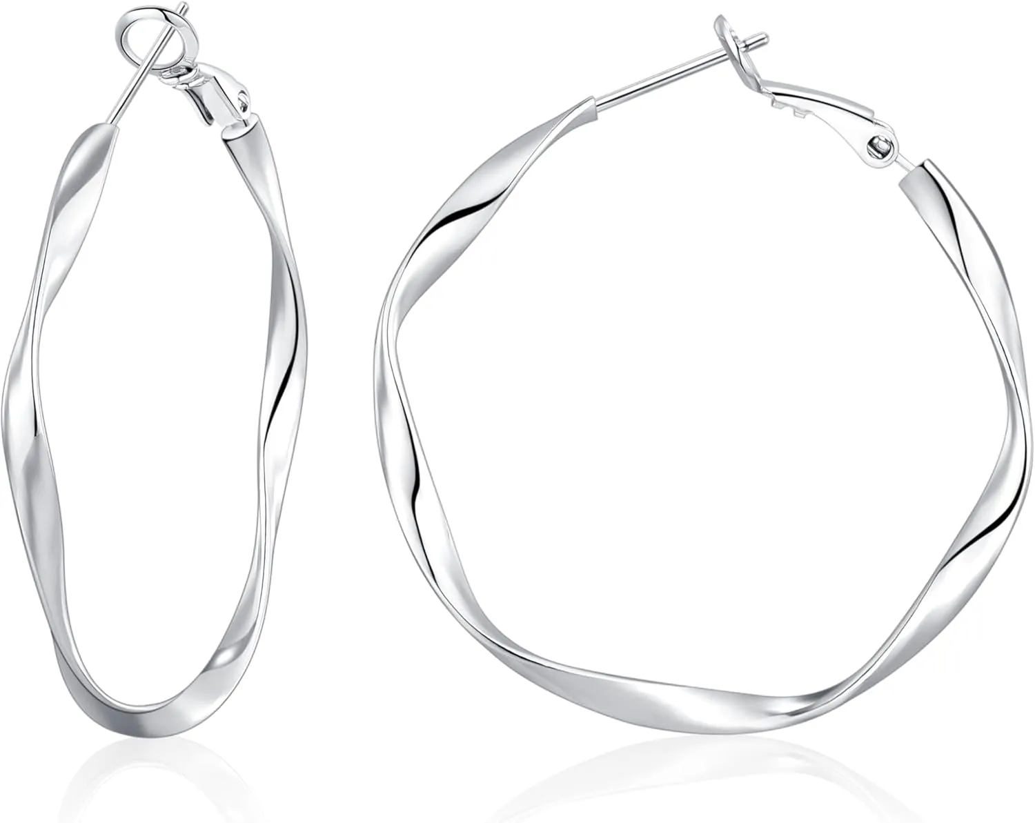 OOOPEL Gold Hoops Earrings for Women, Big 925 Sterling Silver Hoop Earrings Lightweight Hypoallergenic Sterling Silver Hoop Earrings for Women 30MM 40MM 50MM 60MM