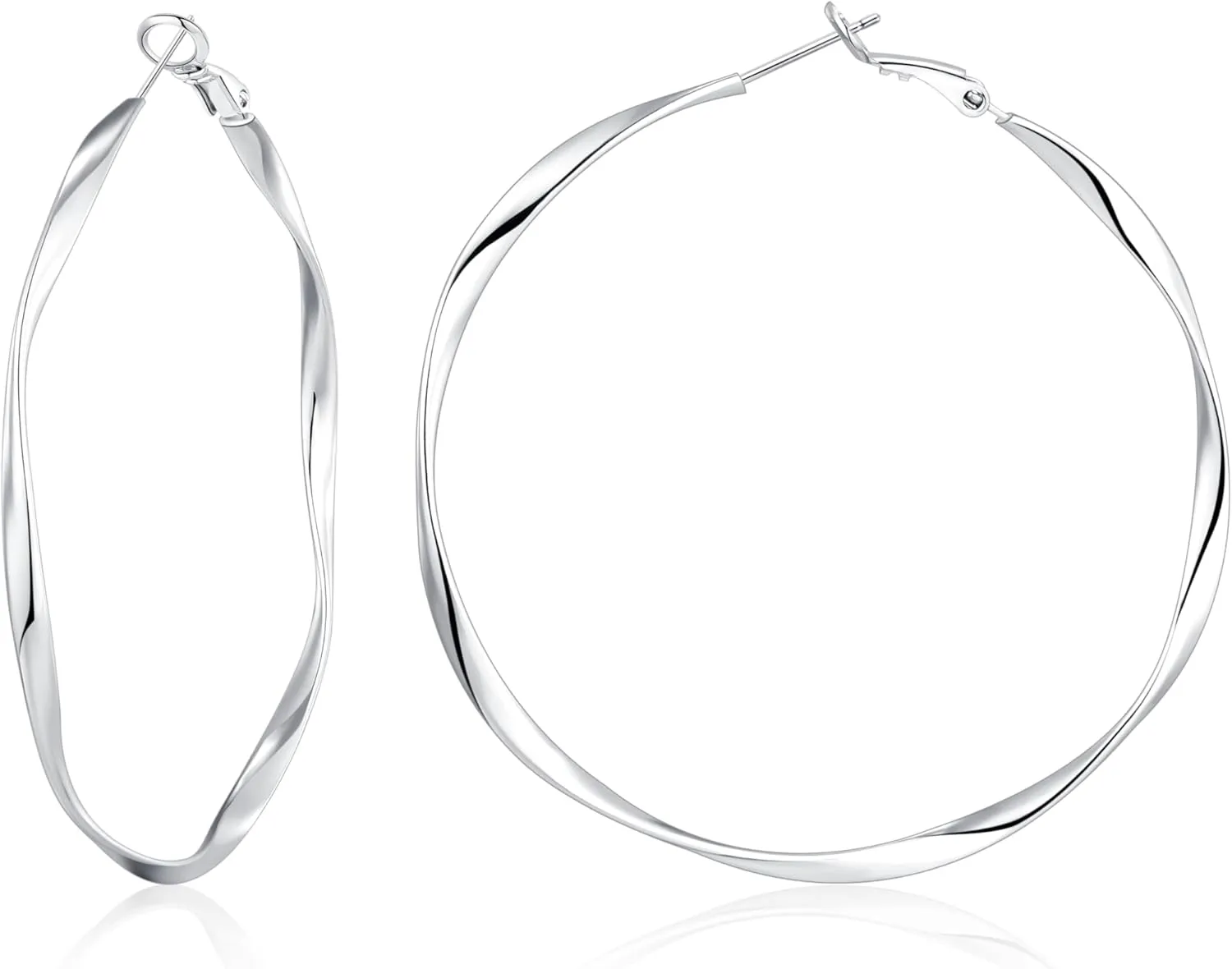OOOPEL Gold Hoops Earrings for Women, Big 925 Sterling Silver Hoop Earrings Lightweight Hypoallergenic Sterling Silver Hoop Earrings for Women 30MM 40MM 50MM 60MM