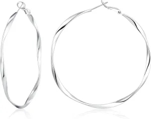 OOOPEL Gold Hoops Earrings for Women, Big 925 Sterling Silver Hoop Earrings Lightweight Hypoallergenic Sterling Silver Hoop Earrings for Women 30MM 40MM 50MM 60MM